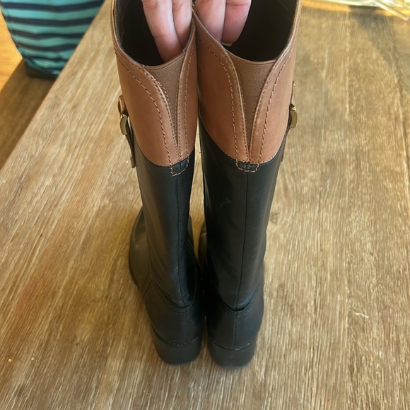 FRANCO SARTO “LIZBETH” BLACK BROWN KNEE HIGH LEATHER RIDING BOOTS EUC size 7.5 - Picture 13 of 16